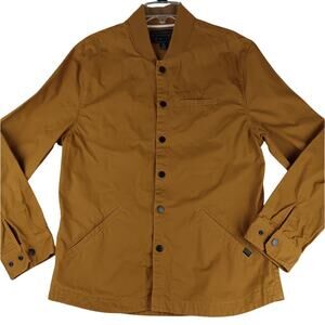 Converse Cons Coaches Denim Jacket Mens XL Tan Snap Ribbed Collar Pockets Sport